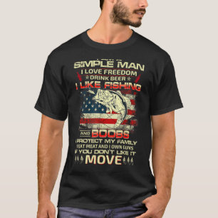 Liebe Fischen Freiheit Beer Familie Waffen Amerika T-Shirt