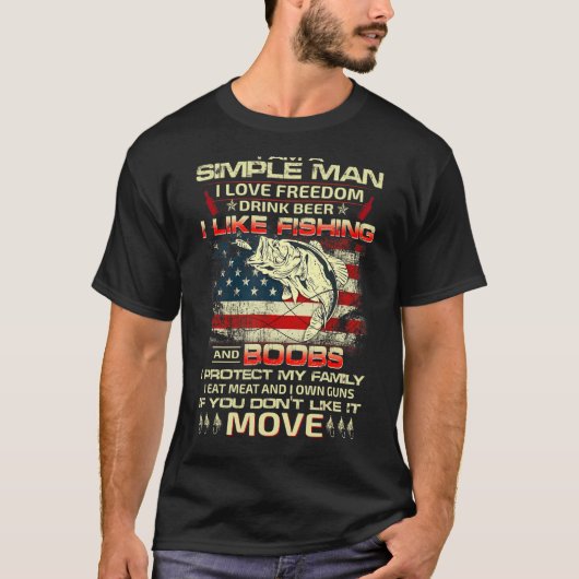 Liebe Fischen Freiheit Beer Familie Waffen Amerika T-Shirt (Vorderseite)