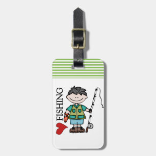 Liebe-Fischerei des schwarzes Haar-Jungen-I Gepäckanhänger