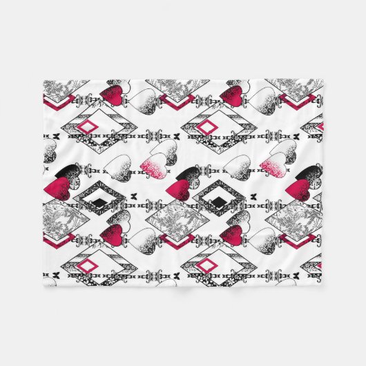 Liebe, Fischnetz, Flickwerk Fleecedecke (Vorderseite (Horizontal))