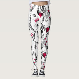 Liebe, Fischnetz, Flickwerk Leggings