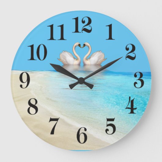 Liebe Flamingo Große Wanduhr (Vorderseite)