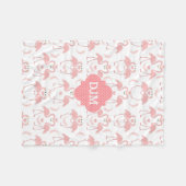 Liebe-Flamingo-rosa Punkt-Monogramm Fleecedecke (Vorderseite (Horizontal))