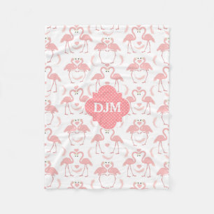 Liebe-Flamingo-rosa Punkt-Monogramm Fleecedecke