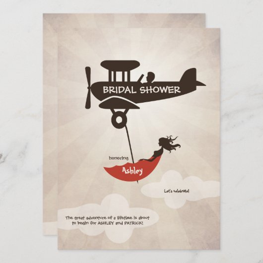 LIEBE FLIGHT Brautparty Einladung (Vorne/Hinten)