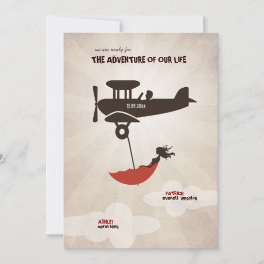 LIEBE FLIGHT Wedding Einladung (Vorderseite)