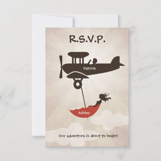 LIEBE FLIGHT Wedding RSVP Einladung (Vorderseite)