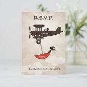 LIEBE FLIGHT Wedding RSVP Einladung (Stehend Vorderseite)