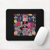 Liebe floral Denim Collage Patchwork Designaufkleb Mousepad (Mit Mouse)