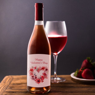 Liebe Floral Zum Valentinstag Weinetikett