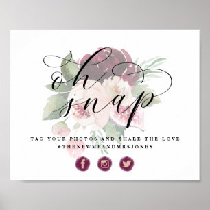 Liebe Florale Oh Snap Foto Hochzeits-Schild Poster