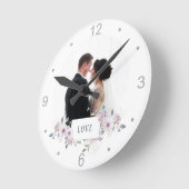 Liebe | florales verziertes Foto Runde Wanduhr (Winkel)