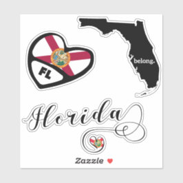 Liebe Florida 3 Unterschiedliche Designs, Aufklebe Aufkleber
