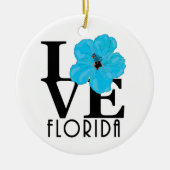 LIEBE Florida (blauer Hibiskus) Keramik Ornament (Vorne)