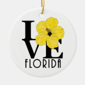 LIEBE Florida (gelber Hibiskus) Keramik Ornament (Vorne)