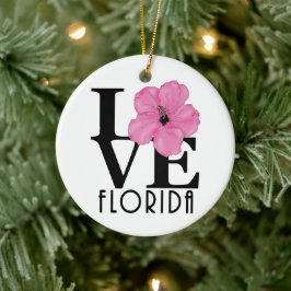LIEBE Florida (rosa Hibiskus) Keramik Ornament