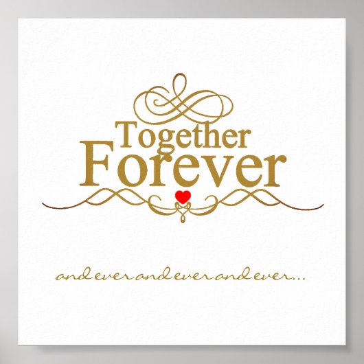 Liebe Forever Gold farbige Typografie Poster (Vorne)