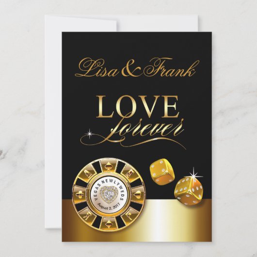 Liebe Forever Las Vegas Wedding | Gold schwarz Einladung (Vorderseite)