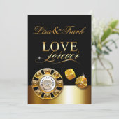 Liebe Forever Las Vegas Wedding | Gold schwarz Einladung (Stehend Vorderseite)