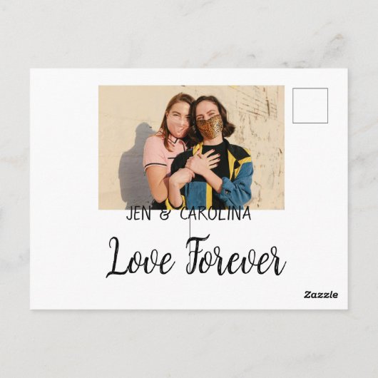 Liebe Forever LGbtq Paar Stolz hinzufügen Fotoname Postkarte (Rückseite)