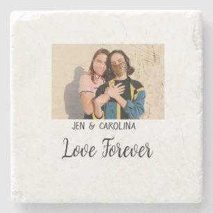 Liebe Forever LGbtq Paar Stolz hinzufügen Fotoname Steinuntersetzer
