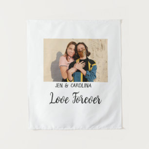 Liebe Forever LGbtq Paar Stolz hinzufügen Fotoname Wandteppich