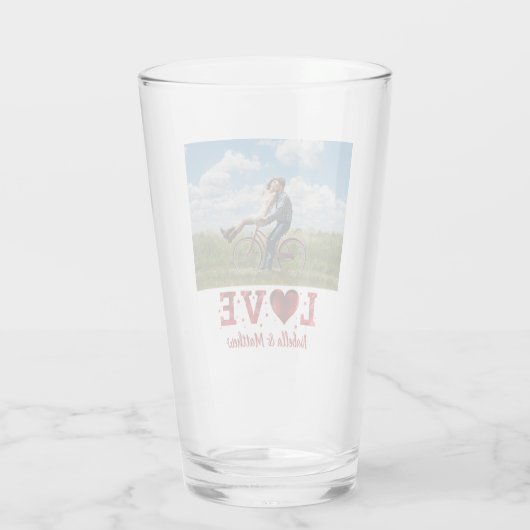 Liebe Forever Red Heart Custom Foto Glas (Rückseite)
