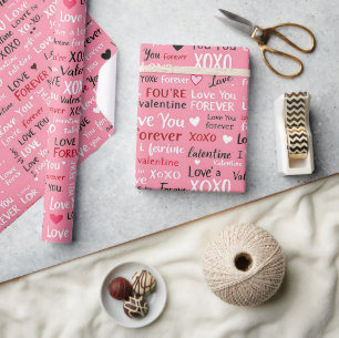 Liebe Forever - Valentinstag Typografie Muster Geschenkpapier