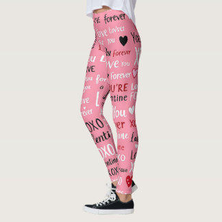 Liebe Forever - Valentinstag Typografie Muster Leggings