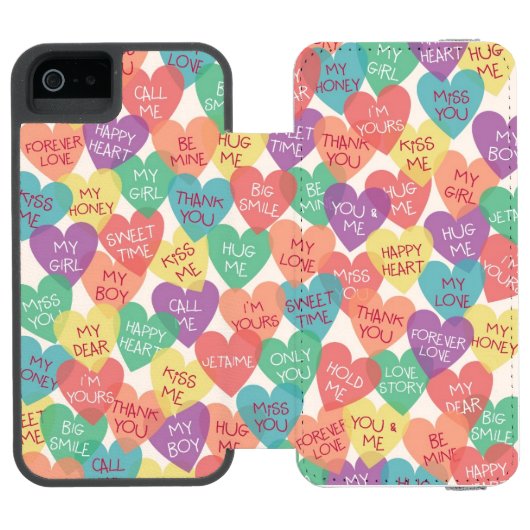 Liebe-Form-Hintergrund Incipio iPhone Geldbeutel-Hülle (Folio Geöffnet)