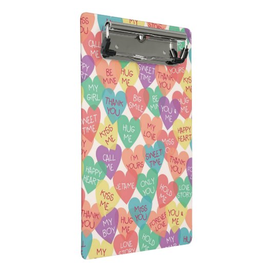 Liebe-Form-Hintergrund Mini Klemmbrett (Schrägansicht)