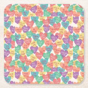 Liebe-Form-Hintergrund Rechteckiger Pappuntersetzer