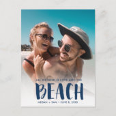 Liebe Foto Beach Hochzeit Save the Date Ankündigungspostkarte (Vorderseite)