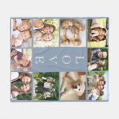 Liebe Foto Collage Dusty Blue Fleecedecke (Vorderseite (Horizontal))