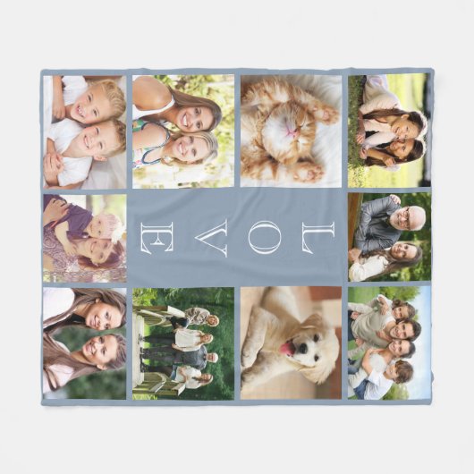 Liebe Foto Collage Dusty Blue Fleecedecke (Vorderseite (Horizontal))