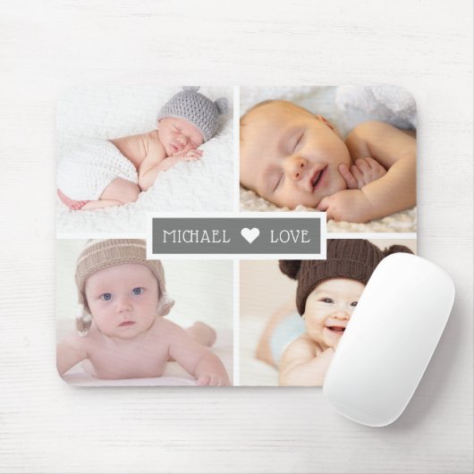 Liebe Foto Collage Grau Mousepad (Mit Mouse)