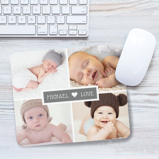 Liebe Foto Collage Grau Mousepad