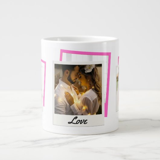 "Liebe" Foto Collage Jumbo-Tasse (Vorderseite)