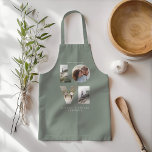 Liebe Foto Collage moderne personalisierte Weise g Schürze<br><div class="desc">Liebe 4 Foto schlicht moderne Weise grün personalisierten Jahrestag,  Hochzeit,  Geburtstag oder Weihnachtsgeschenk Schürze für das,  das Sie Liebe.</div>