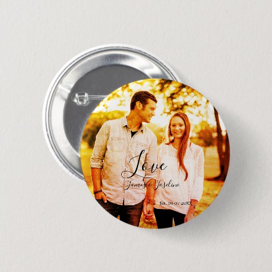 Liebe Foto fügen Sie Name est. Ehepaar Button (Vorne & Hinten)