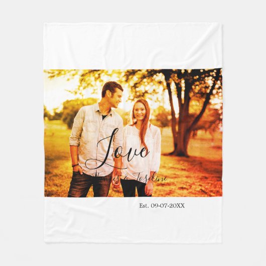 Liebe Foto fügen Sie Name est. Ehepaar Fleecedecke (Vorderseite)