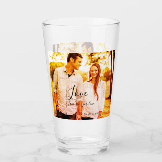 Liebe Foto fügen Sie Name est. Ehepaar Glas (Vorderseite)
