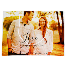 Liebe Foto fügen Sie Name est. Ehepaar Große Geschenktüte