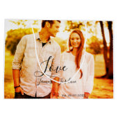 Liebe Foto fügen Sie Name est. Ehepaar Große Geschenktüte (Rückseite)