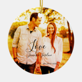 Liebe Foto fügen Sie Name est. Ehepaar Keramik Ornament