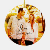 Liebe Foto fügen Sie Name est. Ehepaar Keramik Ornament (Hinten)