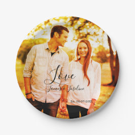 Liebe Foto fügen Sie Name est. Ehepaar Pappteller