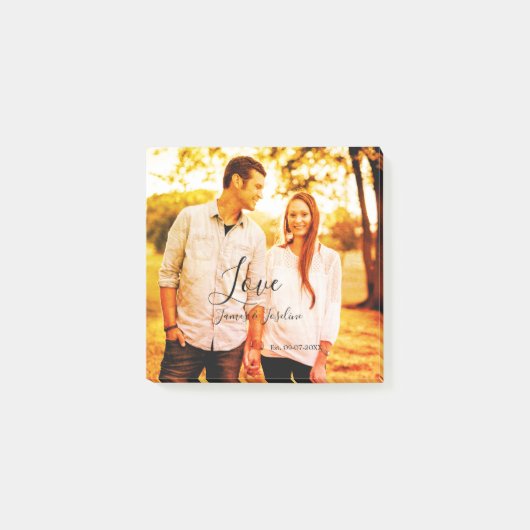 Liebe Foto fügen Sie Name est. Ehepaar Post-it Klebezettel (Vorderseite)