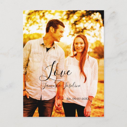 Liebe Foto fügen Sie Name est. Ehepaar Postkarte (Vorderseite)