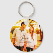 Liebe Foto fügen Sie Name est. Ehepaar Schlüsselanhänger (Rückseite)